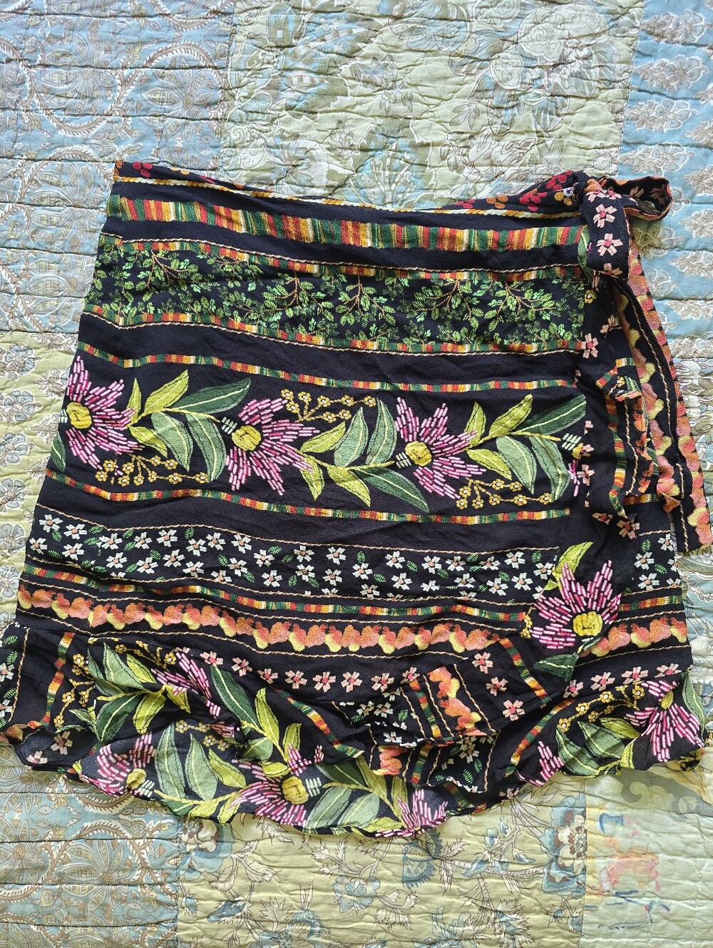 FARM Rio for Anthropologie Arya Wrap Floral Skirt Women's Size Small